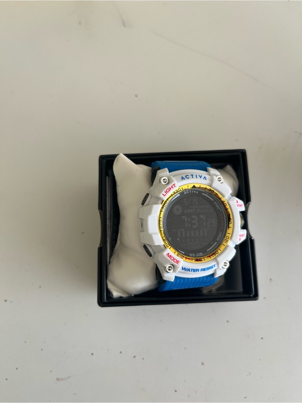 Activa Blue and White Digital Sport Watch with Gold Accent